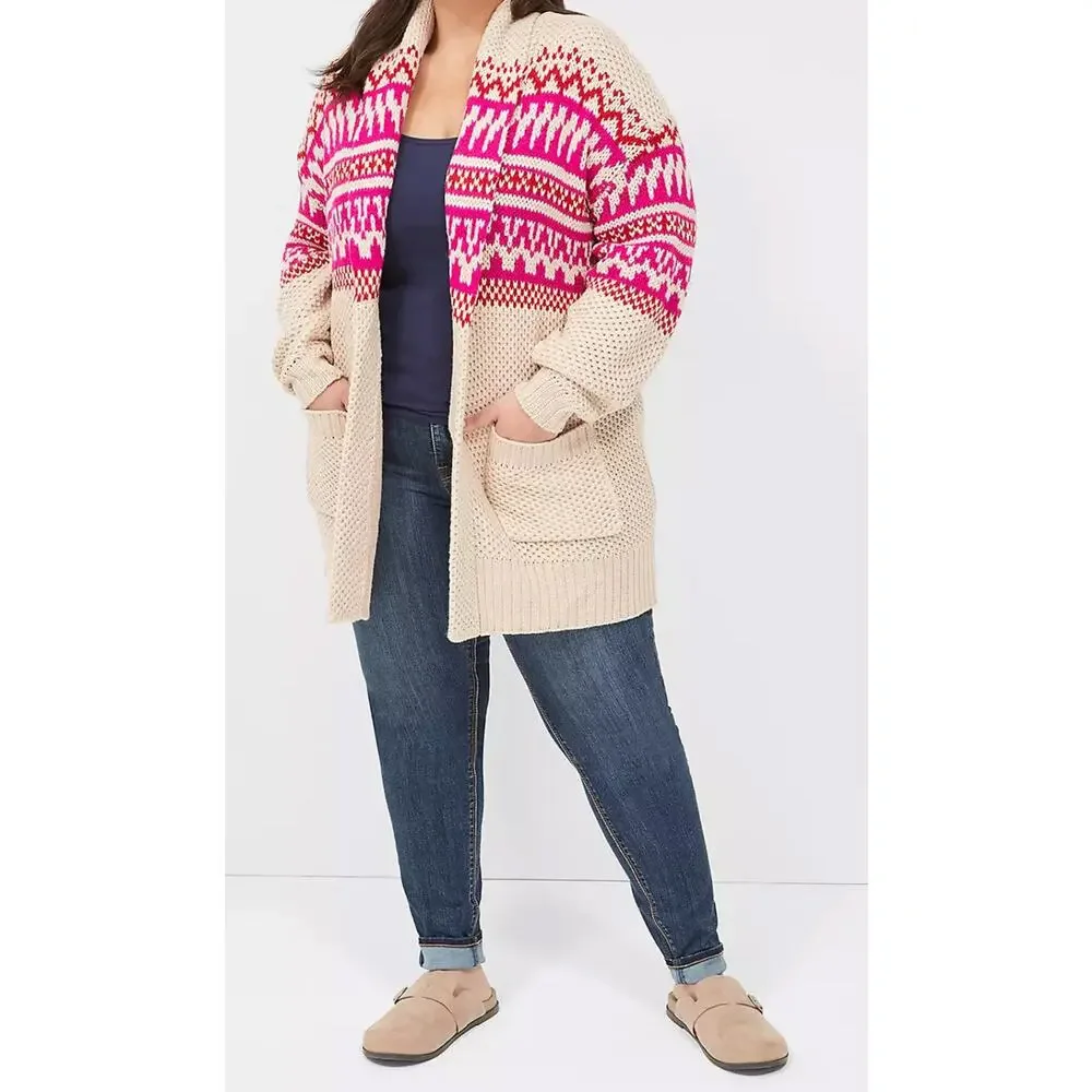 Lane Bryant Sweater Open Cardigan COMFY Knit‎ + Pockets Womens 26 / 28 NEW